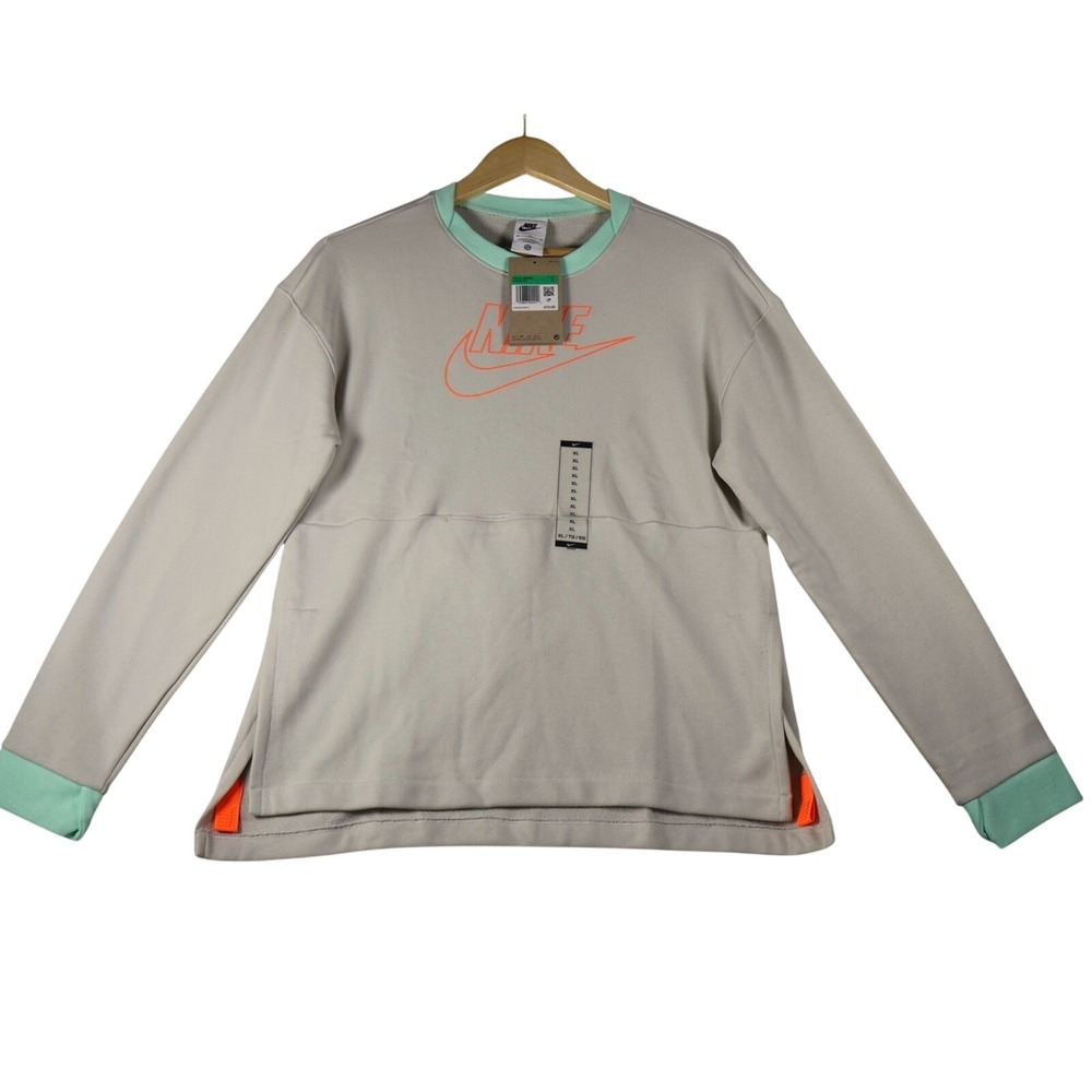 Nike FlyEase Youth XL Sweatshirt Light Iron Ore Mint Total Orange DM8539-072 NEW - Picture 9 of 12